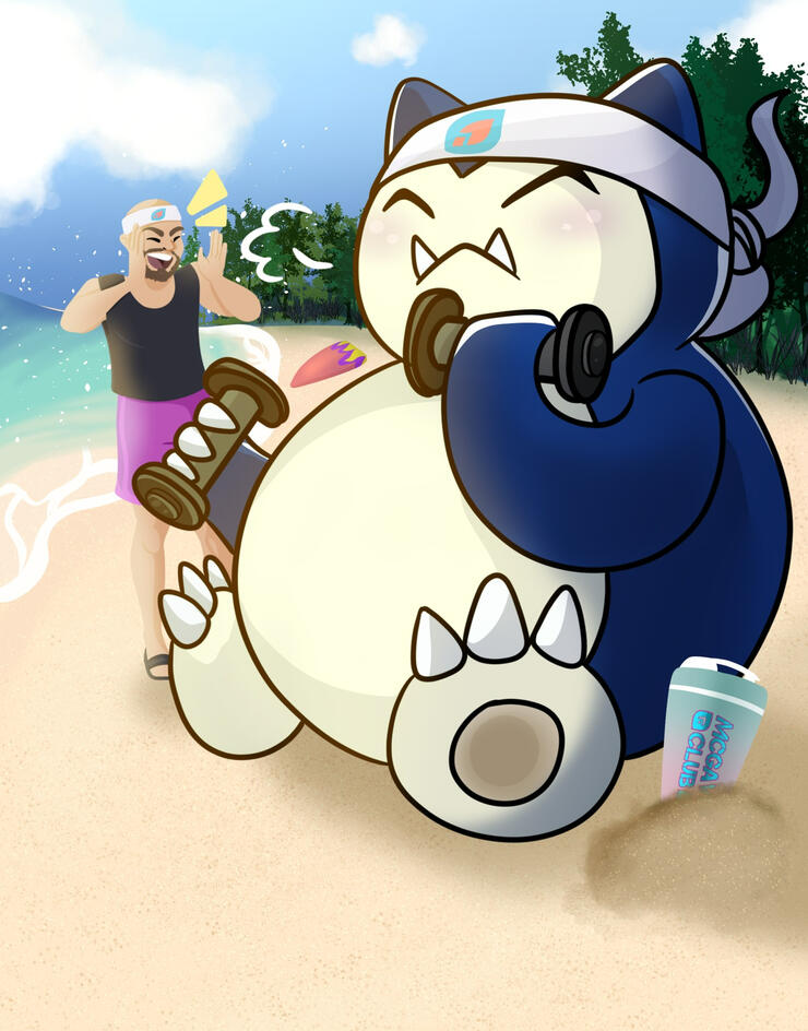 A piece of fanart for Sauce McGavin on Youtube featuring his favourite Pokemon Snorlax!