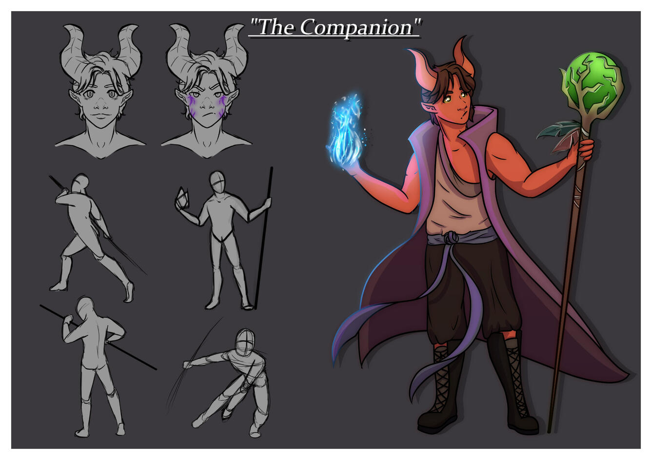 A task for university in which we were given a variety of prompts and were told to create a concept for it. I was given "The Companion" within a fantasy setting, with additional themes of magic and corruption.