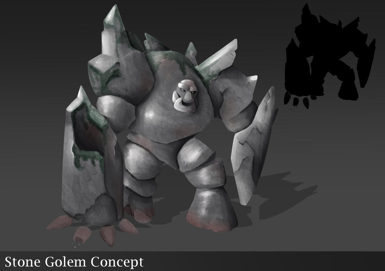 A stone golem concept I worked on as part of my degree. This was done without linework and focused primarily on structure and texture.
